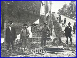 Antique Panoramic Photo Mansfield Ohio Schwan Studio Paving Street Crew 24 x 8