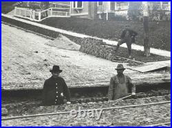Antique Panoramic Photo Mansfield Ohio Schwan Studio Paving Street Crew 24 x 8