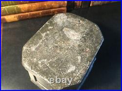 Antique Pewter Tobacco Box Black Americana Container Humidor Pot