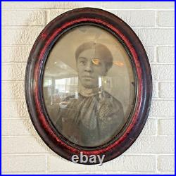 Antique Photo 1880s Black Americana Original Oval Convex Portrait Of Lady