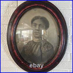 Antique Photo 1880s Black Americana Original Oval Convex Portrait Of Lady