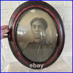 Antique Photo 1880s Black Americana Original Oval Convex Portrait Of Lady