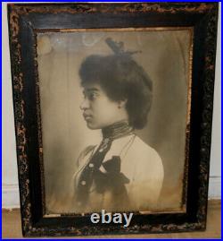 Antique Photo Framed Black African American Woman Portrait