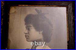 Antique Photo Framed Black African American Woman Portrait