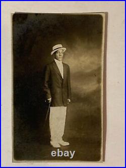 Antique Photograph Postcard Dapper Looking Couple Black Americana