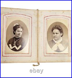 Antique Pocket Photo Family Album Leather Original Black Americana c. 1860 36 P