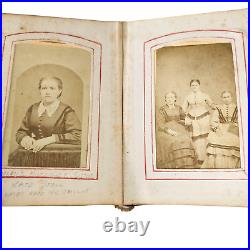 Antique Pocket Photo Family Album Leather Original Black Americana c. 1860 36 P