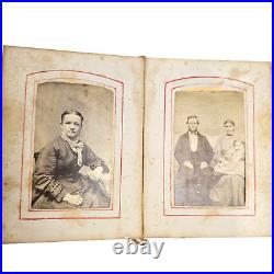 Antique Pocket Photo Family Album Leather Original Black Americana c. 1860 36 P