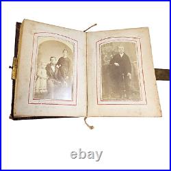 Antique Pocket Photo Family Album Leather Original Black Americana c. 1860 36 P