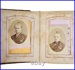 Antique Pocket Photo Family Album Leather Original Black Americana c. 1860 36 P