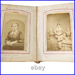 Antique Pocket Photo Family Album Leather Original Civil War Era c. 1860 36 P