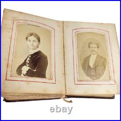 Antique Pocket Photo Family Album Leather Original Civil War Era c. 1860 36 P