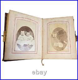 Antique Pocket Photo Family Album Leather Original Civil War Era c. 1860 36 P