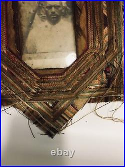 Antique Primitive Americana string Thread frame Handmade Art Frame