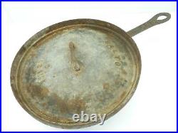 Antique Primitive Cast Iron Spider Frying Pan Era Skillet 13 18-1900s Balto Lid