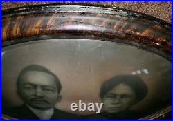 Antique RARE/HISTORIC Oval Framed Photo Convex Bubble Glass AFRICAN AMERICAN