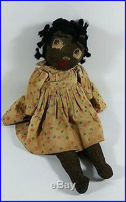 Antique Raggedy Anne Doll Black Americana Aunt Jemima Mammy Folk Art 14 Long