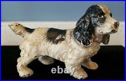 Antique Rare Hubley Black White Cocker Spaniel Dog Solid Cast Iron Doorstop