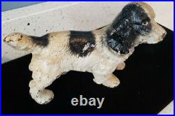 Antique Rare Hubley Black White Cocker Spaniel Dog Solid Cast Iron Doorstop