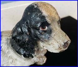 Antique Rare Hubley Black White Cocker Spaniel Dog Solid Cast Iron Doorstop