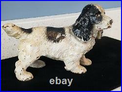 Antique Rare Hubley Black White Cocker Spaniel Dog Solid Cast Iron Doorstop