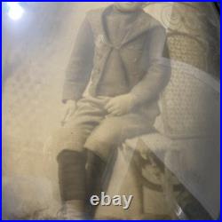 Antique Rare Oval Photo Tiger Wood Frame African American Black Child Large Antique Rare Oval Photo Tiger Wood Frame African American Black Child Large