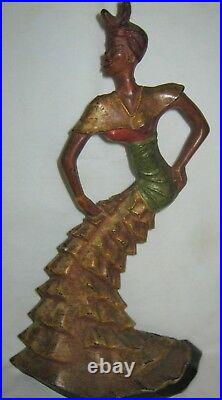 Antique Rhumba Dancing Black Americana African Lady Cast Iron Doorstop Hubley Us