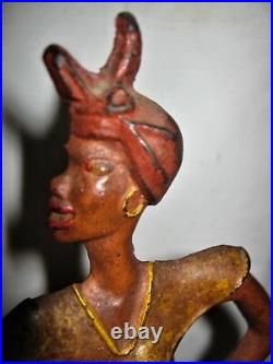 Antique Rhumba Dancing Black Americana African Lady Cast Iron Doorstop Hubley Us