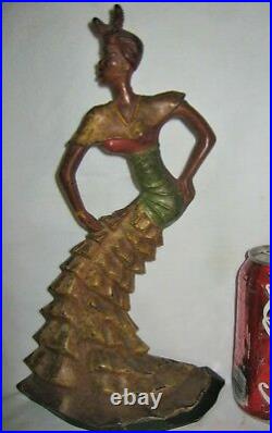 Antique Rhumba Dancing Black Americana African Lady Cast Iron Doorstop Hubley Us