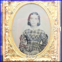 Antique Ruby Ambrotype Photo Beautiful Young Woman Gutta Percha Union Case
