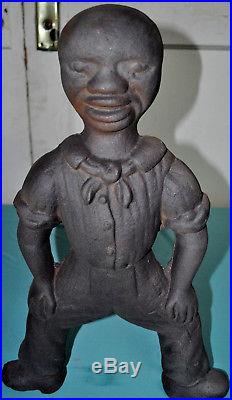 Antique Sambo Black Americana Cast Iron Andirons Firedogs Folk Art 1800s Sailor