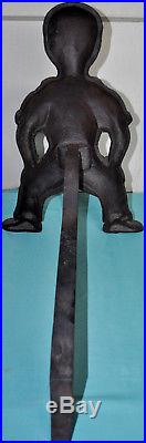 Antique Sambo Black Americana Cast Iron Andirons Firedogs Folk Art 1800s Sailor