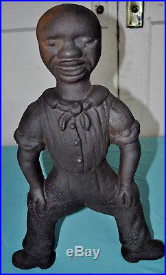 Antique Sambo Black Americana Cast Iron Andirons Firedogs Folk Art 1800s Sailor