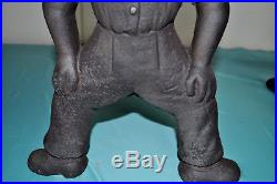 Antique Sambo Black Americana Cast Iron Andirons Firedogs Folk Art 1800s Sailor