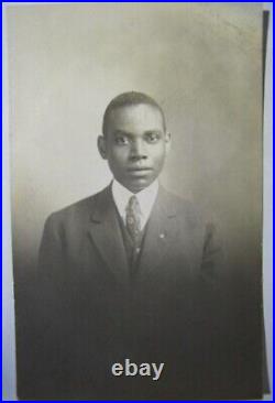 Antique Scholarly Young African American Gentleman RPPC Real Photo Postcard