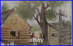 Antique South Carolina Miniature Black Americana Oil Painting Folk Art Cabin