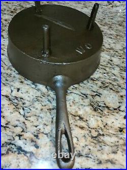 Antique Spider Skillet Primitive Cast Iron Frying Pan Gate Mark #10 3 Legs WithLid