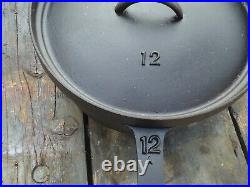 Antique Spider Skillet Primitive Cast Iron No 12 3 Legs With Lid