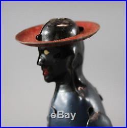 Antique Strauss Tip Top Key Wind Tin Toy, Black Man Porter, NR