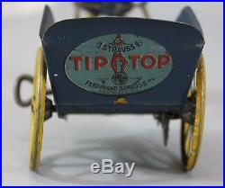 Antique Strauss Tip Top Key Wind Tin Toy, Black Man Porter, NR