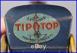 Antique Strauss Tip Top Key Wind Tin Toy, Black Man Porter, NR