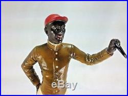 Antique Superb Original Coloration Black Americana Spelter Lawn Jockey Statue