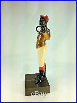 Antique Superb Original Coloration Black Americana Spelter Lawn Jockey Statue
