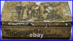 Antique The Diamond Match Company Metal Tin With African American Art