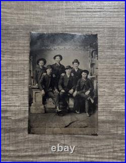 Antique Tin Type Photo 6 Handsome Young Men, Gay Couples, Gay Interest 1800's