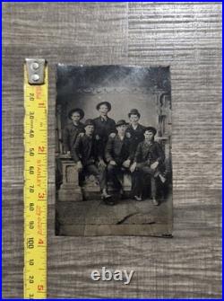 Antique Tin Type Photo 6 Handsome Young Men, Gay Couples, Gay Interest 1800's