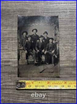 Antique Tin Type Photo 6 Handsome Young Men, Gay Couples, Gay Interest 1800's