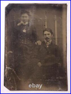 Antique Tintype Photo Cattle Kate/Jim Averell Lynched Hidden Necks Zombie Couple