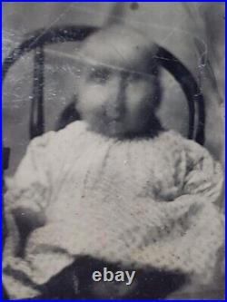 Antique Tintype Photo Medical Deformed Baby Alien Circus Sideshow Freak Oddity