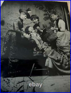 Antique Tintype Photo, Victorian Girls Playing Dentist
